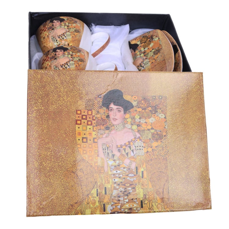 Serwis kawowy na 2 osoby Hoffman Elegance HF - 78 SK porcelana zestaw 2 filiżanek ze spodkami i łyżeczkami w ozdobnym opakowaniu