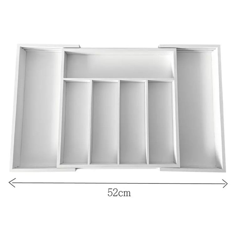 Wkład rozsuwany do szuflady biały na sztućce 52x31.5x5 cm Kinghoff KH 1746 bambusowy organizer