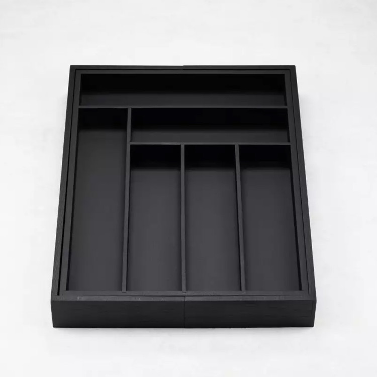 Wkład rozsuwany do szuflady czarny na sztućce 52x43x5 cm Kinghoff KH 1747 bambusowy organizer