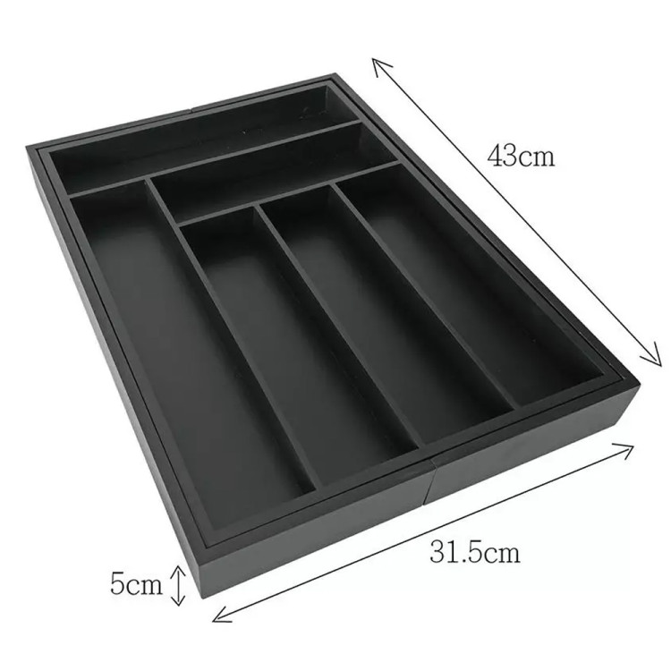 Wkład rozsuwany do szuflady czarny na sztućce 52x43x5 cm Kinghoff KH 1747 bambusowy organizer