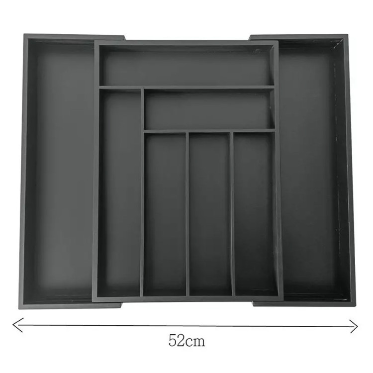 Wkład rozsuwany do szuflady czarny na sztućce 52x43x5 cm Kinghoff KH 1747 bambusowy organizer