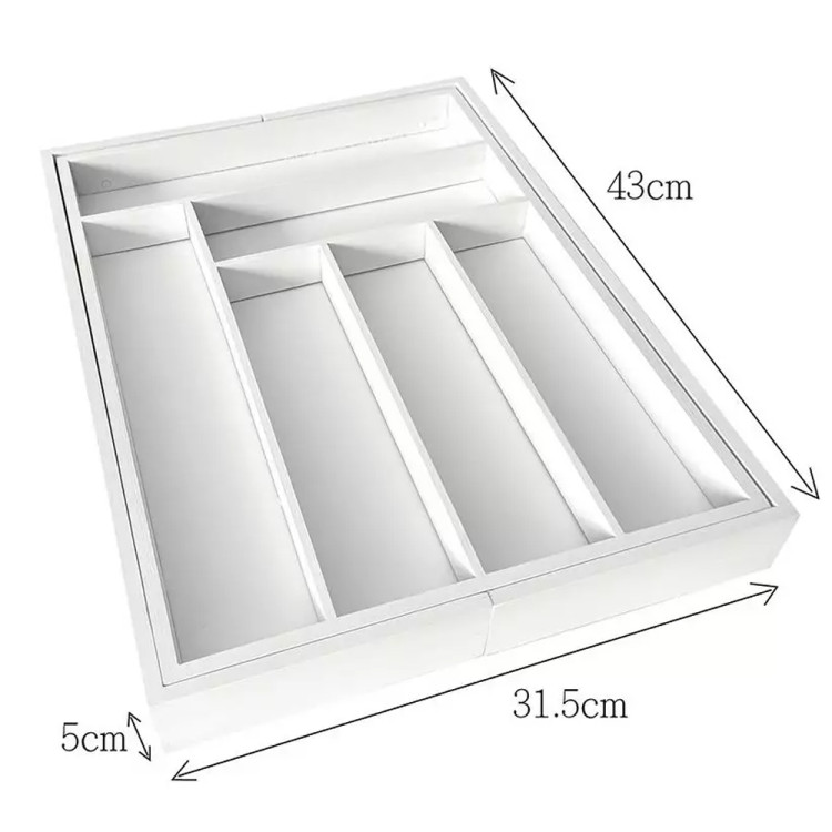 Wkład rozsuwany do szuflady biały na sztućce 52x43x5 cm Kinghoff KH 1748 bambusowy organizer