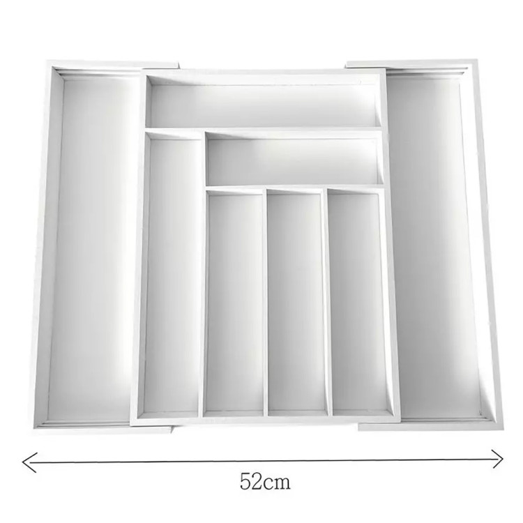 Wkład rozsuwany do szuflady biały na sztućce 52x43x5 cm Kinghoff KH 1748 bambusowy organizer