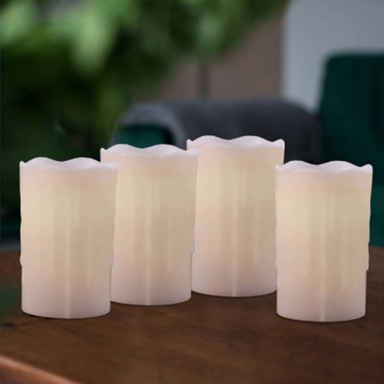 Świeczki LED 8x12.5 cm zestaw 4 sztuk z ruchomym płomieniem imitacja kapiącego wosku SL41659