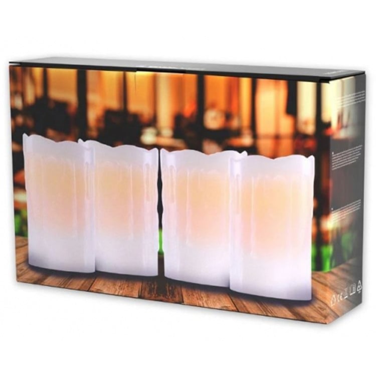 Świeczki LED 8x12.5 cm zestaw 4 sztuk z ruchomym płomieniem imitacja kapiącego wosku SL41659