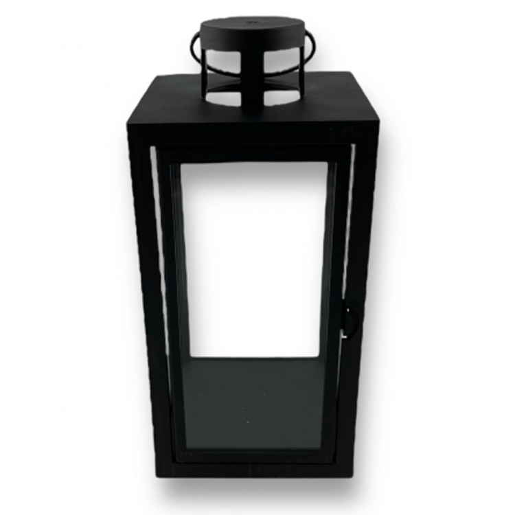 Lampion dekoracyjny z przeszklonymi ściankami 10x10x21.5 cm latarenka mała czarna lam35763