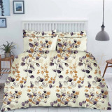 Pościel 200x220 flanelowa bawełna Cotton World gruba 3 części dwustronna AB01 kwiatki