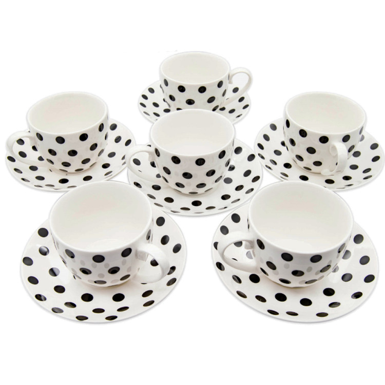 Serwis kawowy biały na 6 osób porcelana zestaw 6 filiżanek ze spodkami Tragar 38488