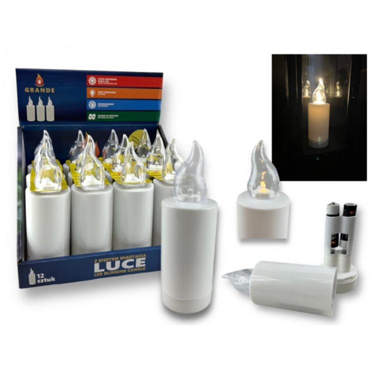 Wkład LED do znicza 4.8x 15 cm biały ciepły płomień Grande Luce scgl4
