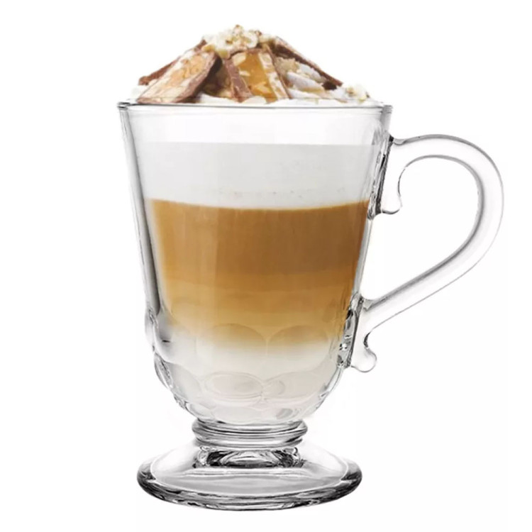 Szklanki z uchem 320 ml Florina Malena kubki do herbaty kawy latte macchiato komplet 6 sztuk w zestawie z długimi łyżeczkami