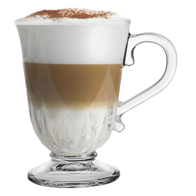Szklanki z uchem 320 ml Florina Nino kubki do herbaty kawy latte macchiato komplet 6 sztuk w zestawie z długimi łyżeczkami
