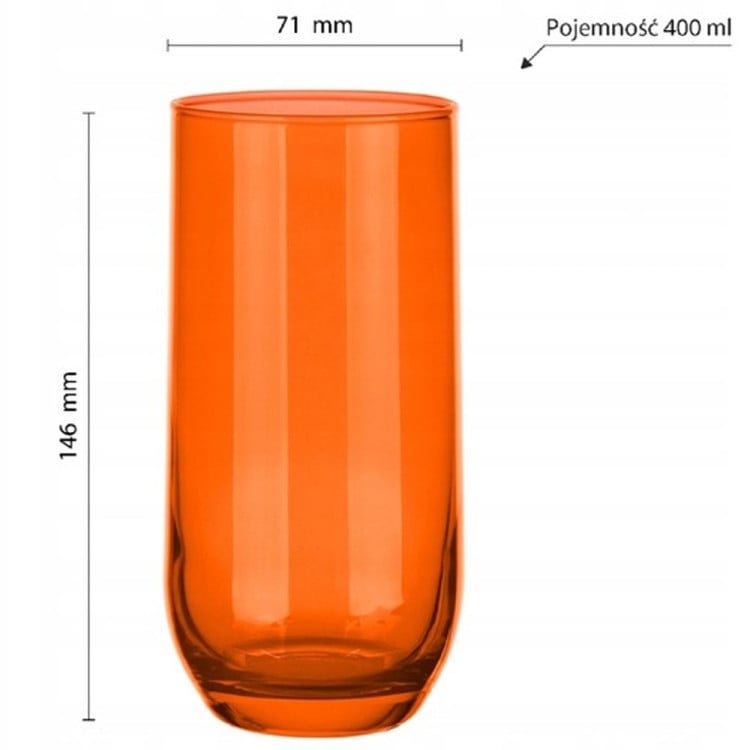 Szklanki kolorowe wysokie 400 ml Glasmark Rainbow zestaw 6 szklanek