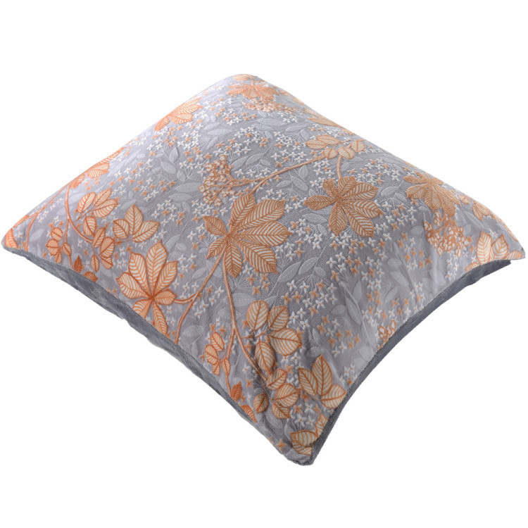 Pościel 160x200 mikrofibra "miś" Cotton World gruba 3 części 2535 szara w brązowe liście