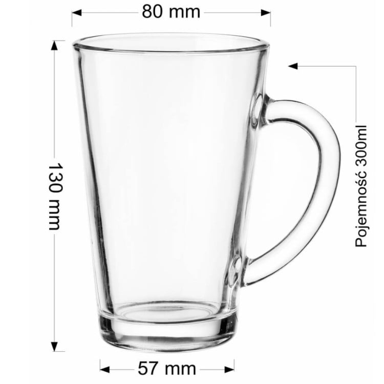 Szklanki do kawy herbaty z uchem 300 ml Glasmark Iwo komplet 6 sztuk