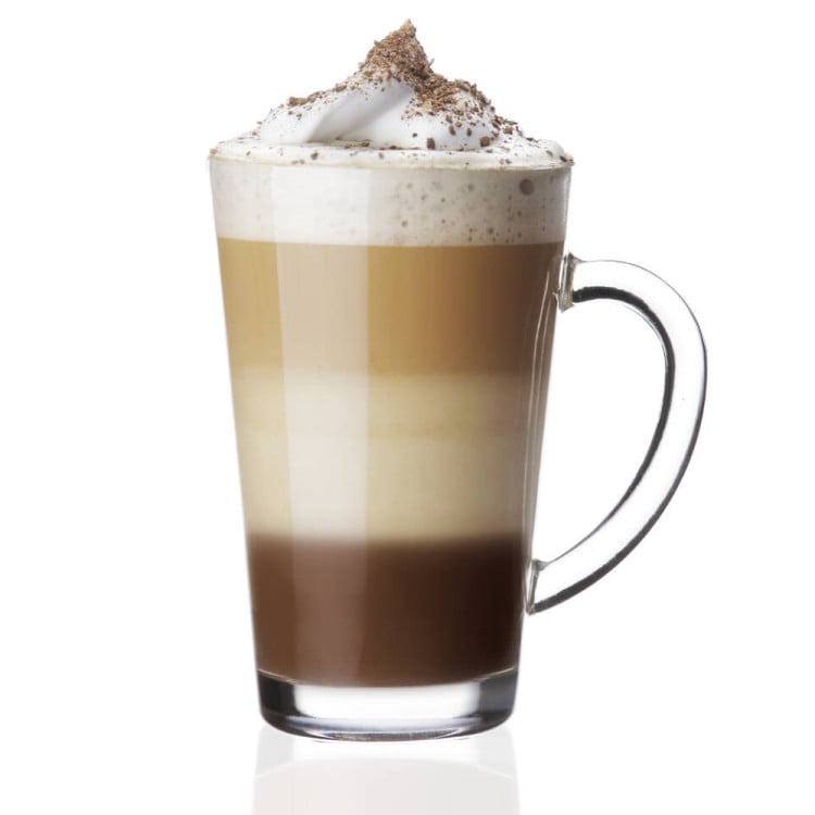 Szklanki do kawy herbaty z uchem 300 ml Glasmark Iwo komplet 6 sztuk z łyżeczkami latte