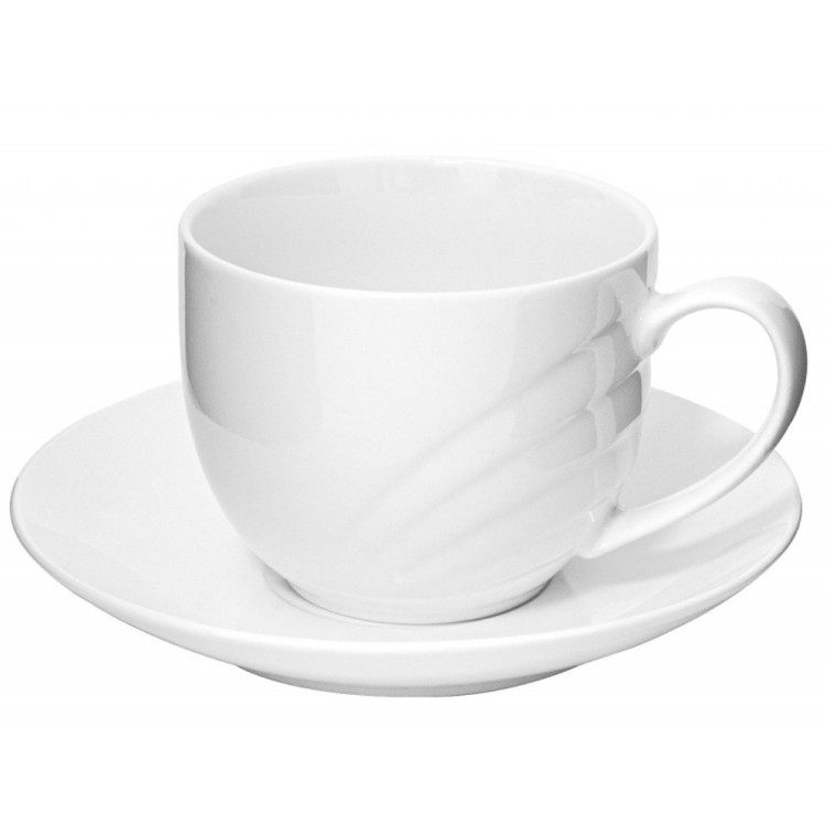 Serwis kawowy biały na 6 osób porcelana zestaw 6 filiżanek ze spodkami Tragar 34634