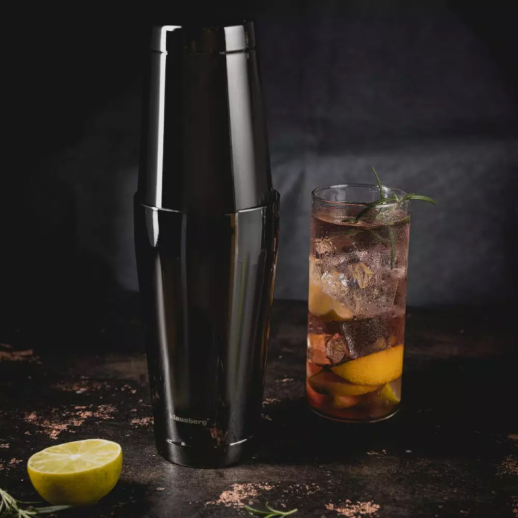 Shaker bostoński grafitowy Klausberg KB 7652 barowy shaker do drinków i koktajli 700ml i 600ml