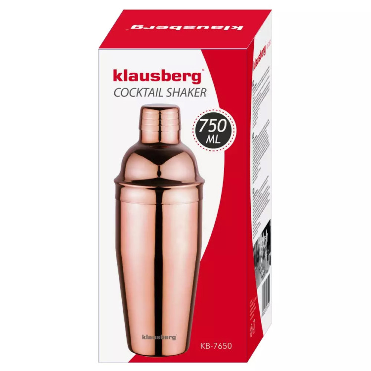 Shaker do koktajli 750 ml Klausberg KB 7650 barowy shaker do drinków kolor miedzi