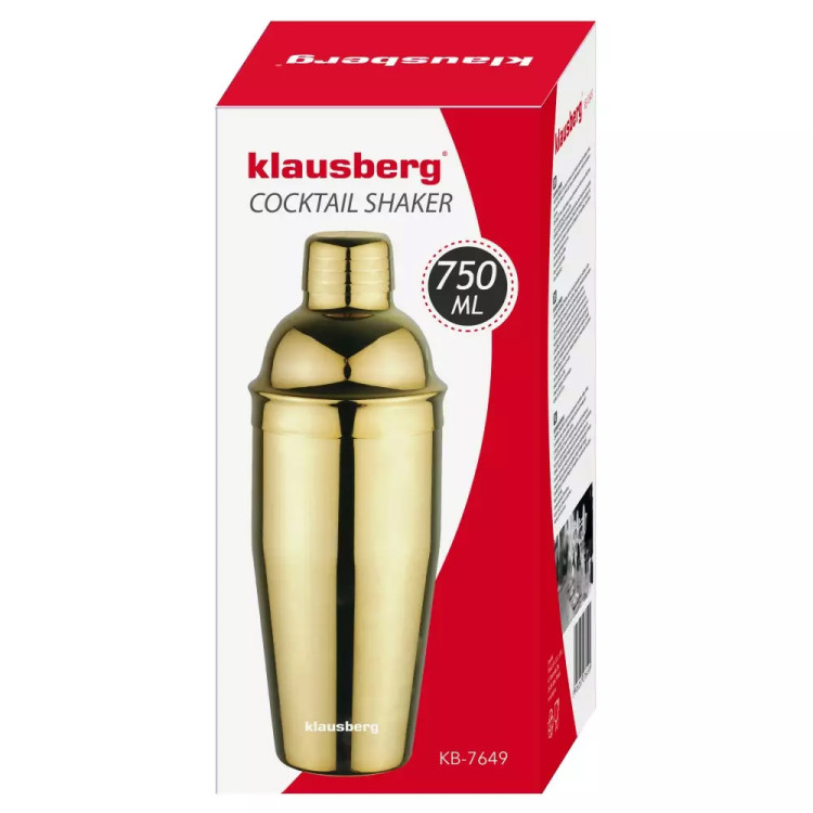 Shaker do koktajli 750 ml Klausberg KB 7649 barowy shaker do drinków kolor złoty
