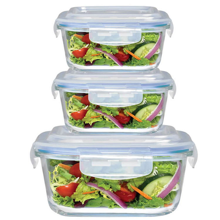 Zestaw 3 pojemników szklanych lunchbox Glasmark Store 1150/600/300 ml żaroodporne