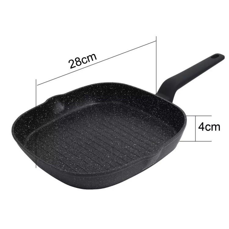 Patelnia grillowa kwadratowa 28 cm z powłoką marmurkową Klausberg KB 7662