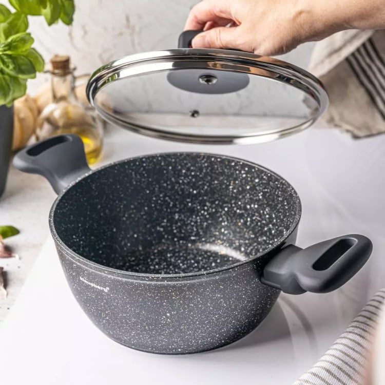 Garnek marmurkowy mały 2.3 l z pokrywką 20 cm Klausberg KB 7670 czarny marmurek indukcja gaz