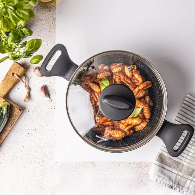 Garnek marmurkowy mały 2.3 l z pokrywką 20 cm Klausberg KB 7670 czarny marmurek indukcja gaz