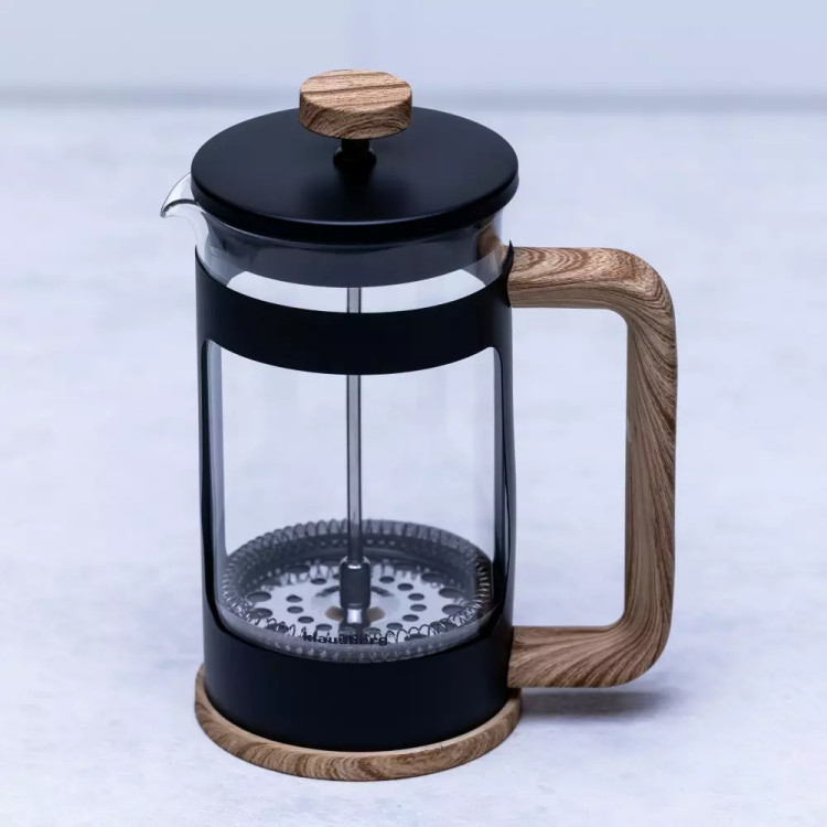 Szklany zaparzacz tłokowy do herbaty kawy ziół 600 ml Klausberg KB 7680 uchwyty drewniane