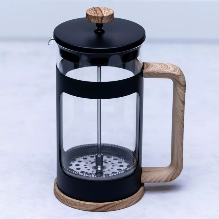 Szklany zaparzacz tłokowy do herbaty kawy ziół 1000 ml Klausberg KB 7681 uchwyty drewniane