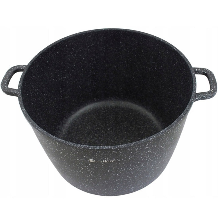 Garnek marmurowy z pokrywką duży czarny 6.5 L indukcja Elitehoff E 7013