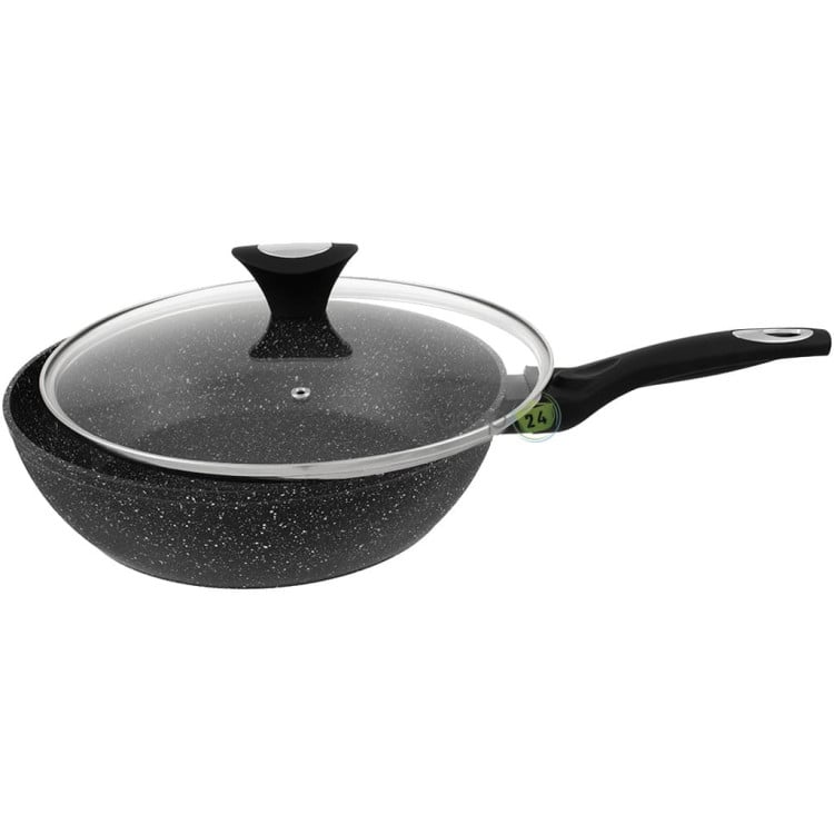 Patelnia głęboka z pokrywką 26 cm średnia Krisberg KR 2680 powłoka marmurkowa indukcyjna gaz
