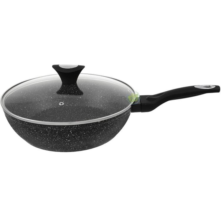 Patelnia głęboka z pokrywką 28 cm duża Krisberg KR 2681 powłoka marmurkowa indukcyjna gaz