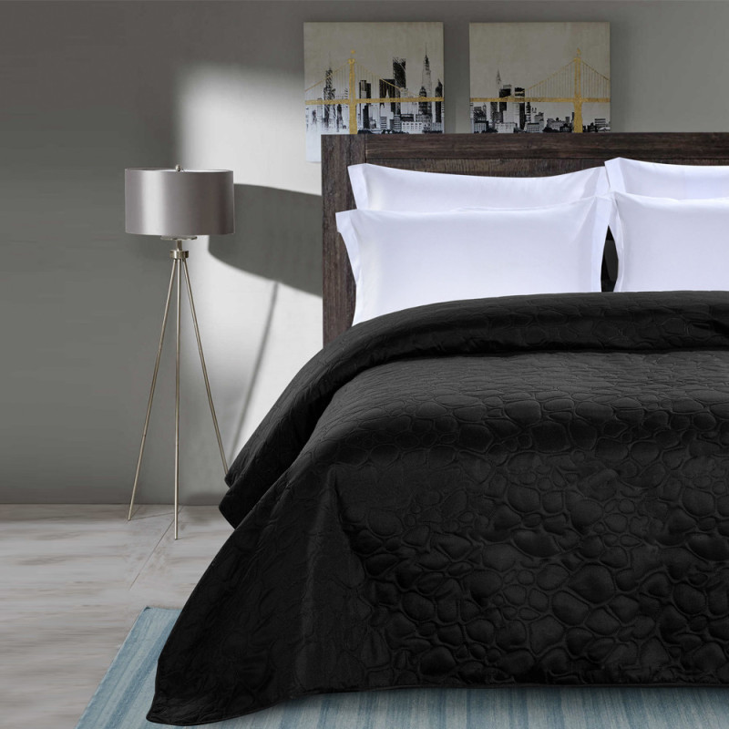 Narzuta na łóżko pikowana 170x210 cm Cotton World czarna 2613
