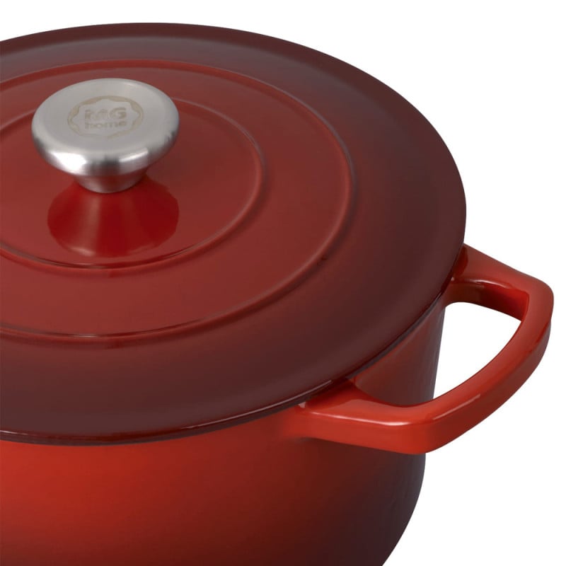 Garnek żeliwny emaliowany 4 L MG Home Infinito kociołek czerwony 22cm