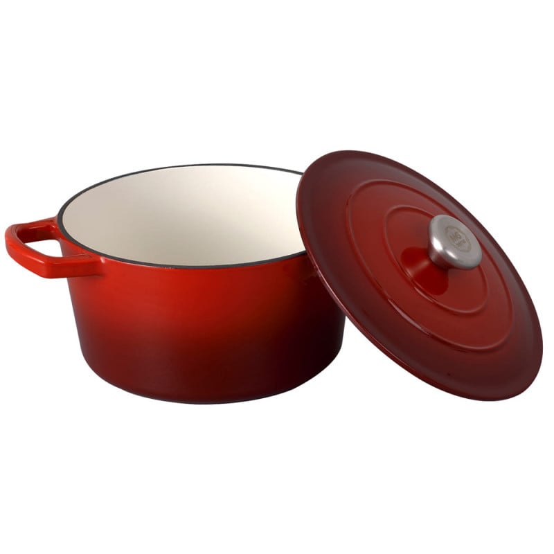Garnek żeliwny emaliowany 2.5 L MG Home Infinito kociołek czerwony 20 cm