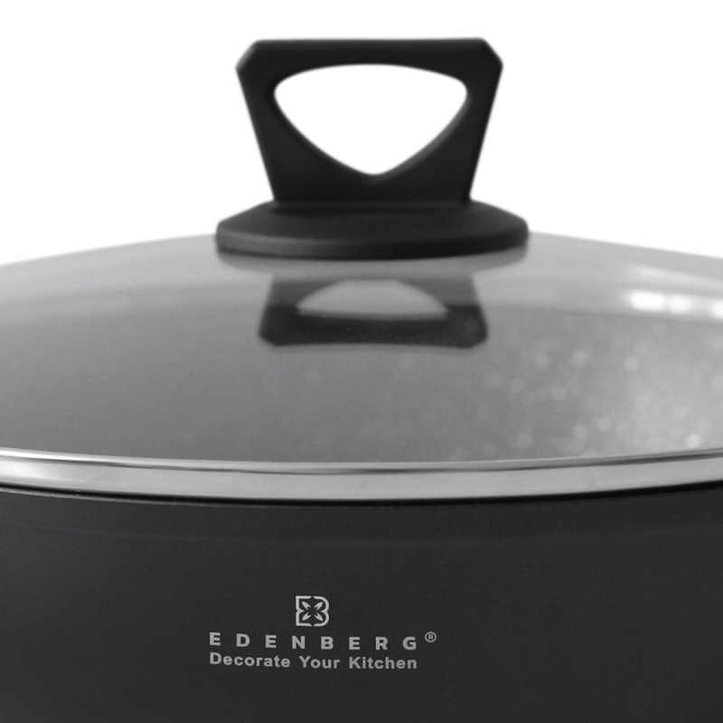 Garnek marmurowy 3.7 L z pokrywką Edenberg EB-7464 28x7.5 cm indukcję gaz