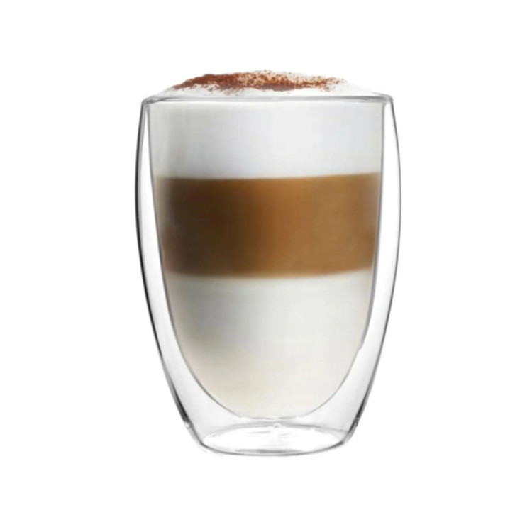 Szklanki termiczne do kawy 300 ml latte zestaw z łyżeczkami 6 sztuk KM 9004