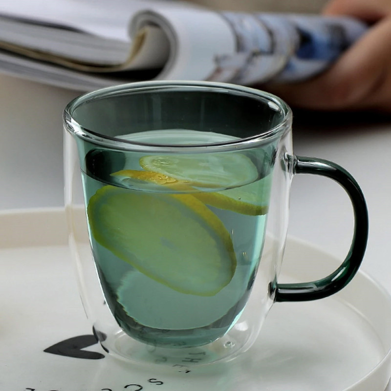 Szklanki termiczne z zielonym wnętrzem 300 ml komplet 2 szt MGHOME