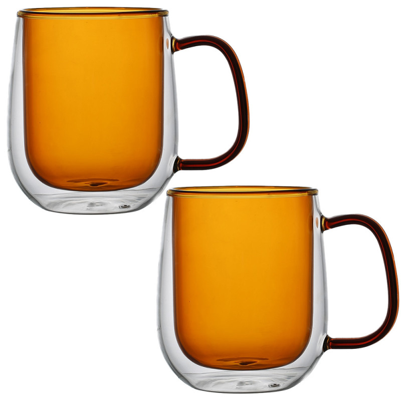 Szklanki termiczne z pomarańczowym wnętrzem 300 ml komplet 6 szt MGHOME