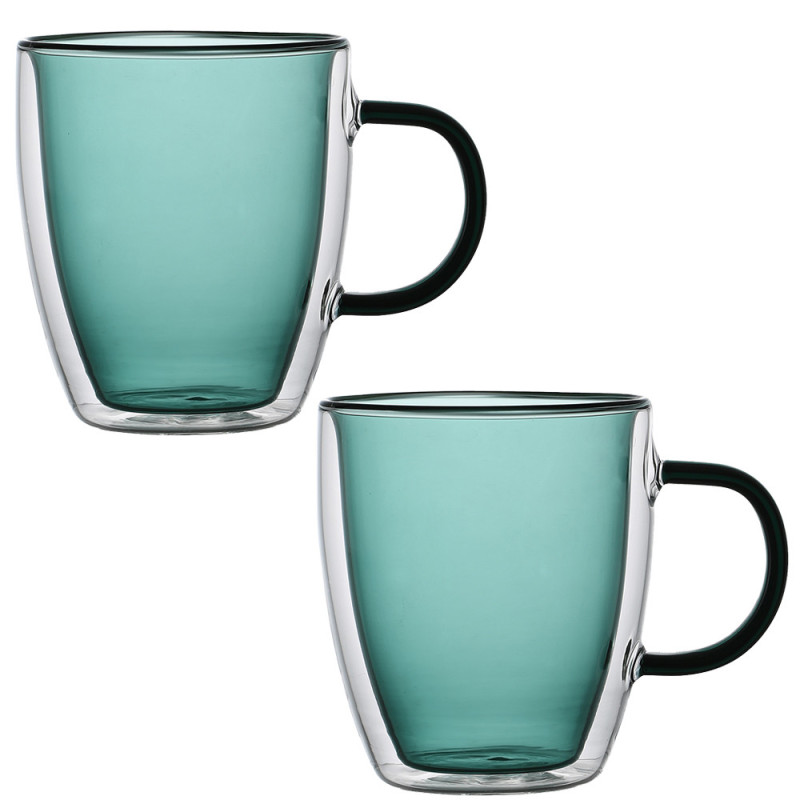 Szklanki termiczne z zielonym wnętrzem 300 ml komplet 6 szt MGHOME