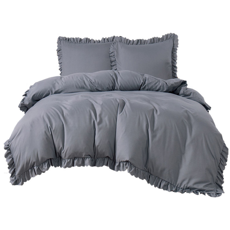 Pościel z falbanką 160x200 mikrofibra Cotton World 3 części 2596 szara