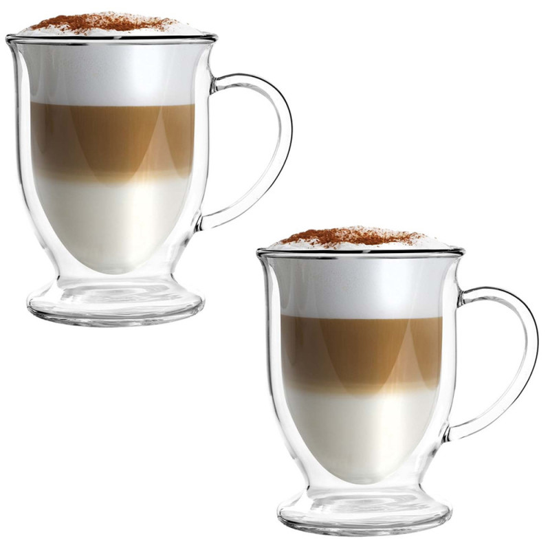Szklanki termiczne z uchem Kubas 370 ml do kawy latte komplet 6 sztuk Kamille 9014