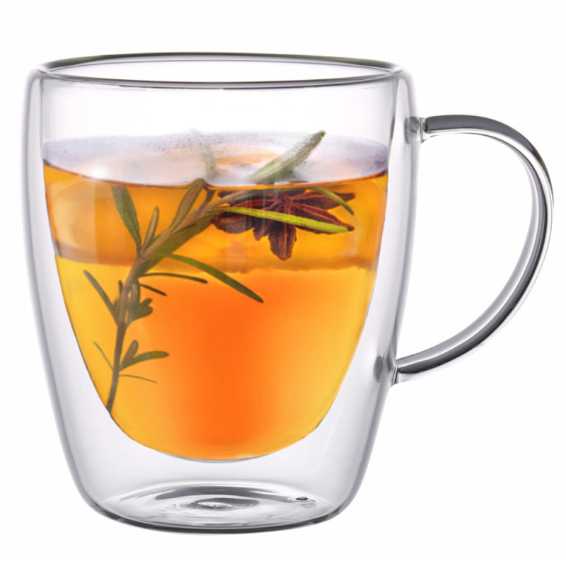 Szklanki termiczne z białym uchem zestaw 6 sztuk Renza 300 ml do kawy latte herbaty MGHOME