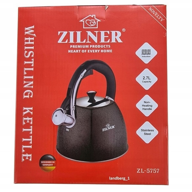Czajnik tradycyjny stalowy 2.7 L czarny Zilner ZL 5757 indukcja gaz