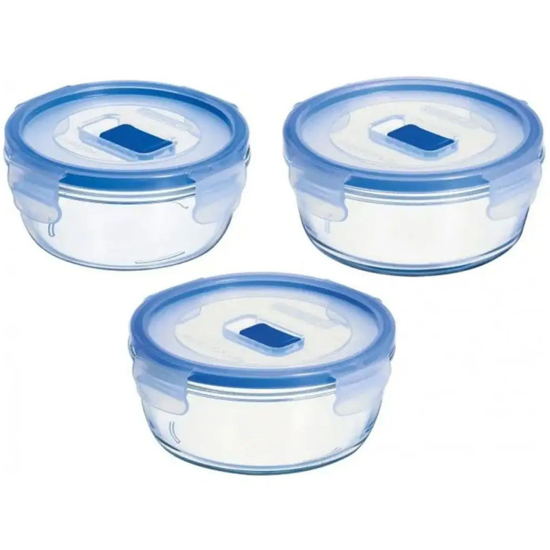 Zestaw 3 pojemników szklanych lunchbox Pure Box Active Luminarc 420/670/920 ml żaroodporne