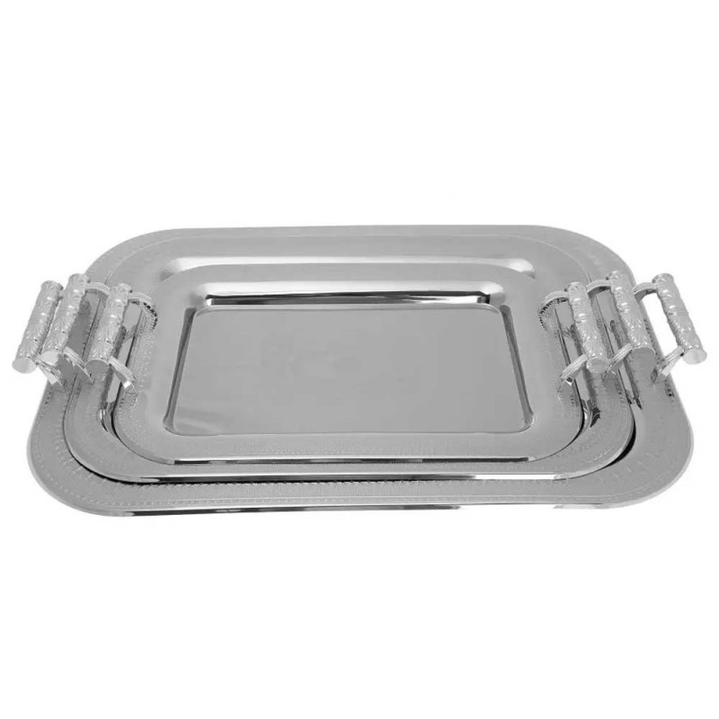 Tace do serwowania stalowe chromowane zestaw 3 sztuk Kinghoff KH-4744