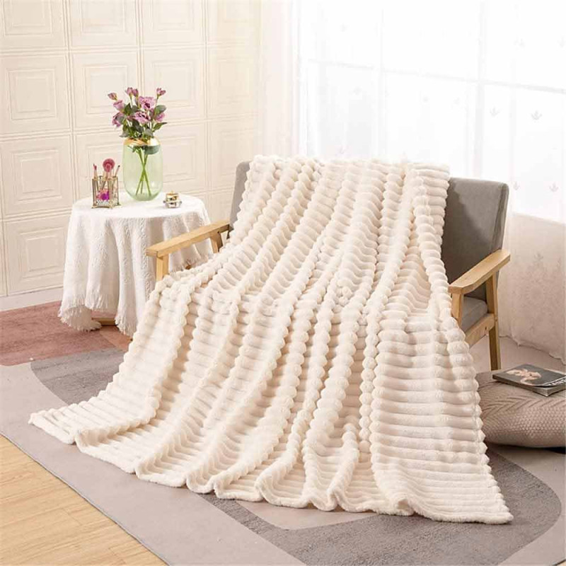 Koc biały 160x200 cm mikrofibra Cotton World miękki ciepły pled narzuta na łóżko