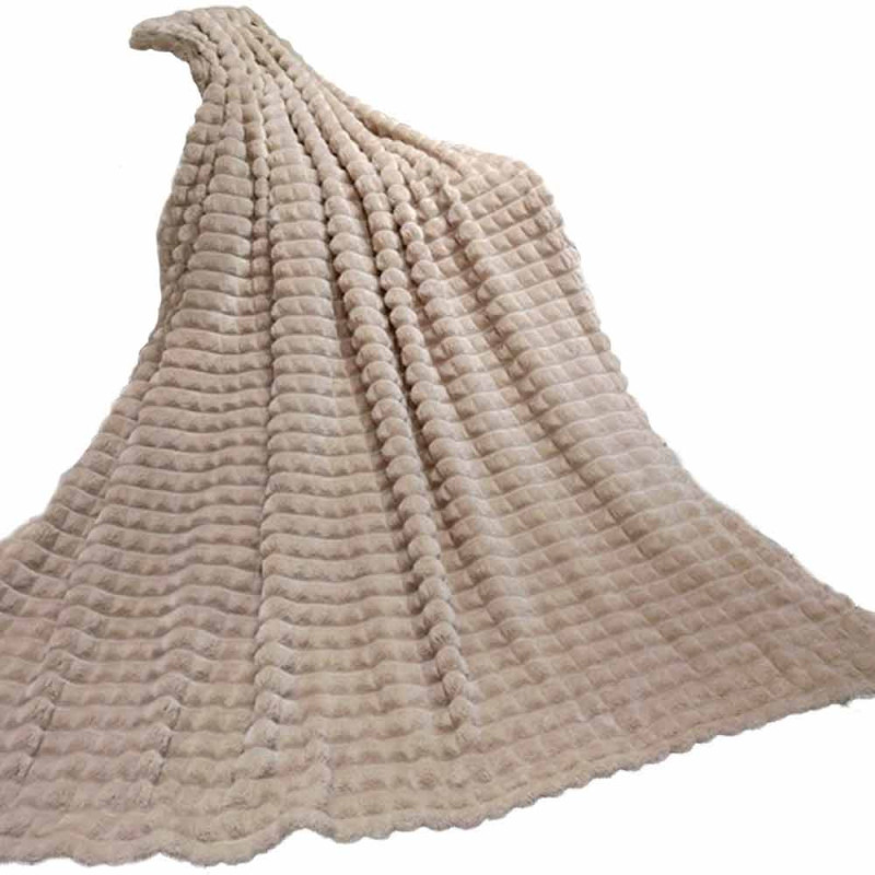 Koc beżowy 160x200 cm mikrofibra Cotton World miękki ciepły pled narzuta na łóżko