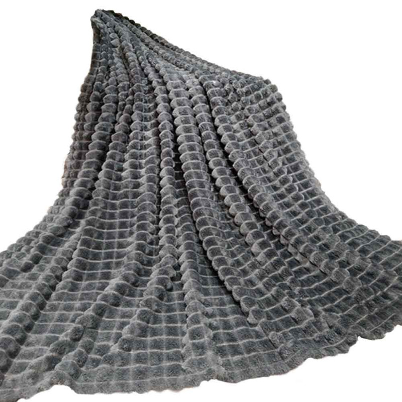 Koc ciemno szary 200x220 cm mikrofibra Cotton World miękki ciepły pled narzuta na łóżko