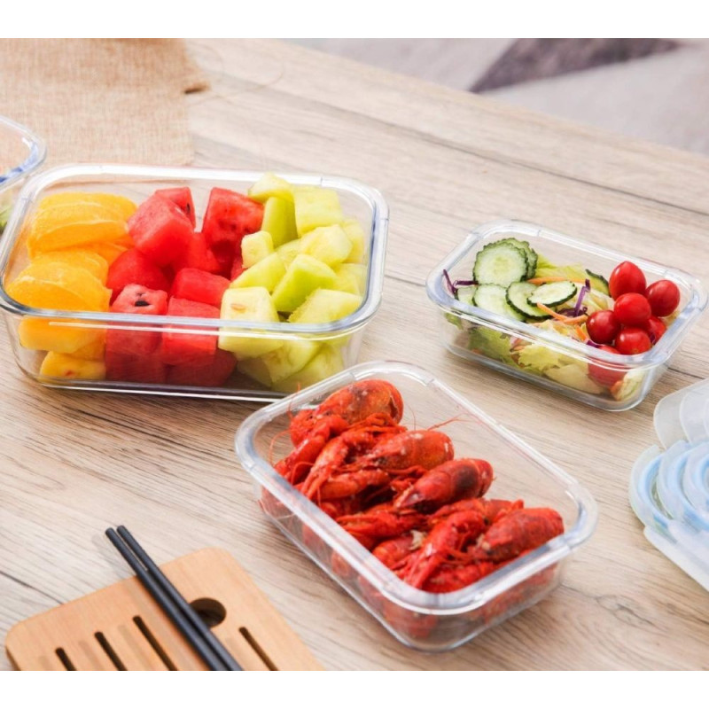 Zestaw 3 pojemników szklanych lunchbox MG Home Cucina 1500/1000/400 ml żaroodporne
